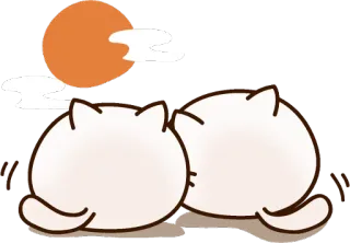 😌 kucing, binatang, lucu, kawaii, bulan, awan, stiker telegram sticker