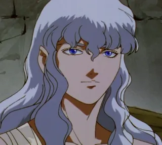 🙂 Griffith Berserk anime, manga, villain, white hair, handsome telegram sticker