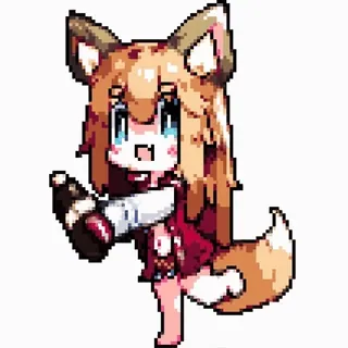 🥤 Pixel art, Anime, Lisica, Słodkie, Postać telegram sticker