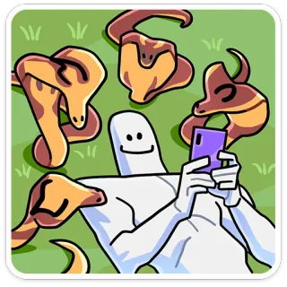 🐍 cartoon, slang, streepjesmannetje, selfie, telefoon, reptiel, illustratie telegram sticker
