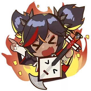 🌸 Xinyan Genshin Impact xinyan, genshin impact, game character, guitar, fire telegram sticker