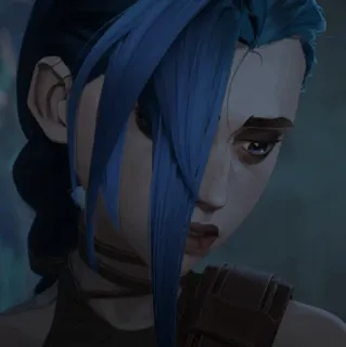 ✖ Jinx Arcane Jinx, Arcane, League of Legends, capelli blu, personaggio telegram sticker