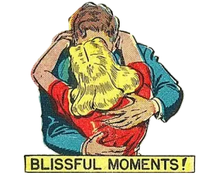 🙁 BLISSFUL MOMENTS! Liebe, Romantik, Paar, Kuss, Retro, Comic, Cartoon, Fröhlich telegram sticker