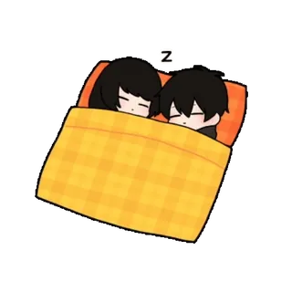 😴 Z durmiendo, pareja, cama, dibujos animados, anime, siesta telegram sticker