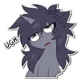 😑 UGH ポニー, アニメ, うわー, 表情, かわいい, ステッカー telegram sticker