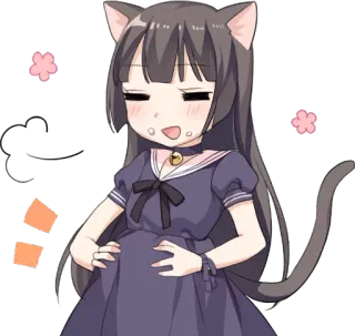 😌 Catgirl, Anime, Niedlich, Kawaii, Mädchen, Katze telegram sticker
