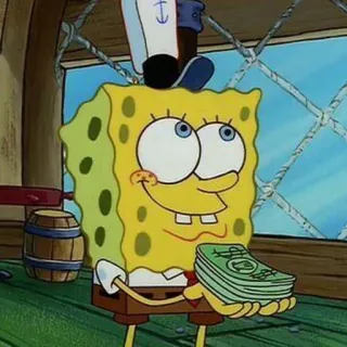 💵 Spongebob Spongebob Squarepants мультфильм, Nickelodeon, деньги, счастливый, желтый telegram sticker