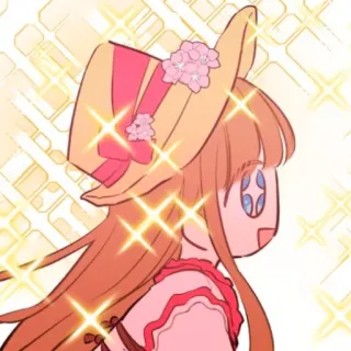 🤩 figur, anime, mädchen, hut, cartoon, glitzer whatsapp sticker