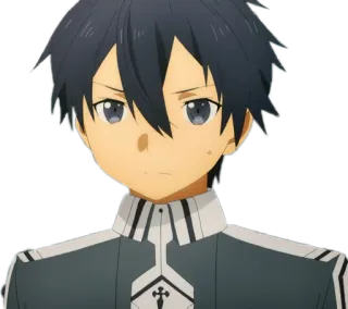 😕 Kirito Sword Art Online anime, kirito, sword art online, character, avatar, animation telegram sticker