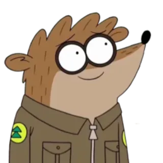 😢 Rigby Regular Show kreskówka, zwierzę, szop pracz, Rigby, Zwyczajny Serial telegram sticker