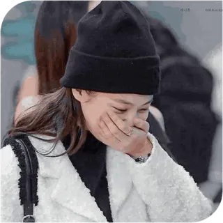 🥺 donna, berretto, inverno, ridere, freddo telegram sticker