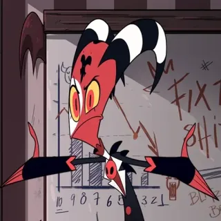 🤨 Blitzo Helluva Boss 임프, 악마, 뿔, 헬루바 보스, 만화 telegram sticker