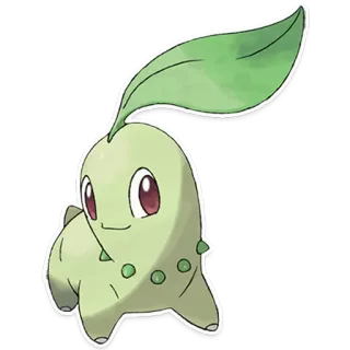 🌿 Chikorita Pokemon 宝可梦, 菊草叶, 草, 可爱, 动漫 whatsapp sticker