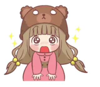 ✨ menina, fofa, anime, chocado, urso, chapéu, adesivo telegram sticker