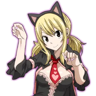 😼 Lucy Heartfilia Fairy Tail anime, fairy tail, lucy heartfilia, cat ears, fan art, sticker telegram sticker