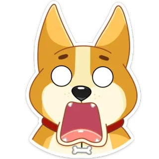 🥎 cachorro, desenho animado, animal, chocado, assustado, corgi telegram sticker