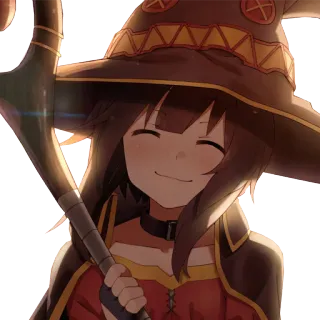 ☺️ Megumin Konosuba Anime, Megumin, Konosuba, maga, báculo, kawaii telegram sticker