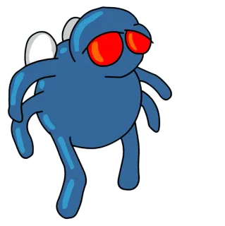 🙁 blue cartoon, character, red eyed monster, sticker, funny, creature telegram sticker