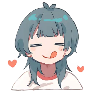😋 Anime, Lucu, Menjilat bibir, Hati, Kartun whatsapp sticker