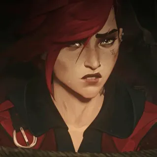 ✖ Vi Arcane Vi, Arcane, personaggio, capelli rossi, tatuaggio, anime telegram sticker