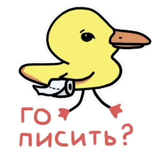 😁 ГО ПИСИТЬ? 오리, 화장지, 만화, 쉬, 동물 telegram sticker