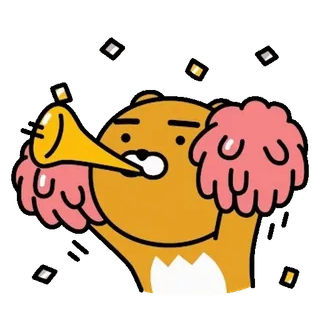 💬 Ryan Kakao Friends, Animación, Pompones, Celebración, Confeti, Fiesta telegram sticker
