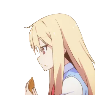 🍪 Anime, Dziewczyna, Jedzenie, Blond włosy, Kreskówka telegram sticker