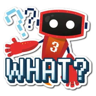 😳 WHAT? 机器人, 问题, 困惑, 什么？, 询问, 安卓, 卡通 telegram sticker