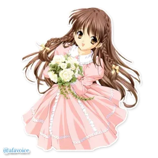 💐 @afavoice dziewczyna anime, sukienka, kwiaty, kawaii, naklejka, kreskówka telegram sticker
