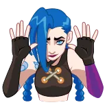 π Jinx Arcane Cartone animato, Ragazza, Capelli blu, Viola, Anime, Personaggio telegram sticker