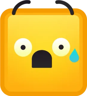 😢 Emoji, Emosi, Sedih, Kuning, Wajah kotak telegram sticker
