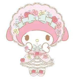 🌸 My Melody 마이멜로디, 산리오, 만화, 귀여운, 카와이, 분홍색, 캐릭터, 장미 whatsapp sticker