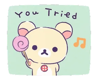 🎀 You Tried beruang, permen lolipop, imut, semangat, kawaii telegram sticker