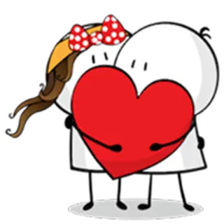 💑 miłość, serce, kreskówka, para, przytulanie telegram sticker