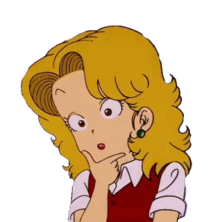 🤔 desenho animado, mulher, pensando, perplexo, preocupada, duvidoso telegram sticker