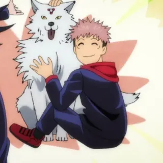 🍸 Itadori Yuji Jujutsu Kaisen อนิเมะ, สุนัข, เด็กผู้ชาย, ยูจิ อิตาโดริ, มหาเวทย์ผนึกมาร, ตัวละคร, แฟนอาร์ต whatsapp sticker