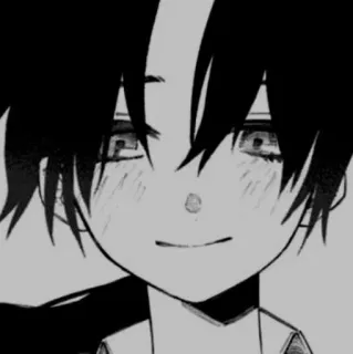 🗝 Anime, Manga, Karakter, Potret, Seni, Hitam putih telegram sticker