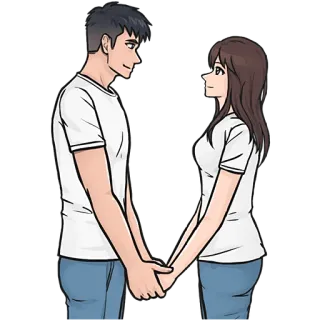 😍 커플, 로맨스, 사랑, 만화, 관계, 손 잡기, 애니메이션 telegram sticker