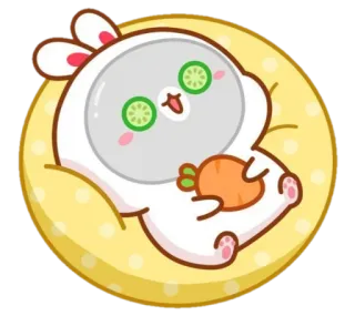 🍼 coelho, fofo, kawaii, cenoura, pepino, relaxante, spa telegram sticker
