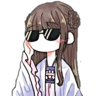 🌨 stiker, kartun, karakter, kacamata hitam, cewek, anime, manga telegram sticker