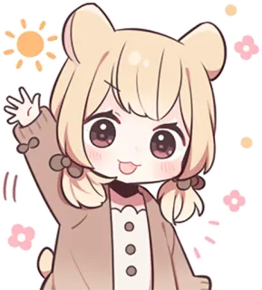 ⛅️ imut, kawaii, beruang, anime, kartun, ilustrasi, stiker telegram sticker