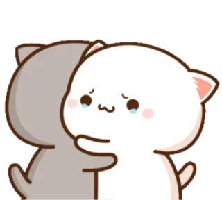 💞 кот, милый, каваий, плачущий, грустный, обниматься, эмодзи, стикер telegram sticker