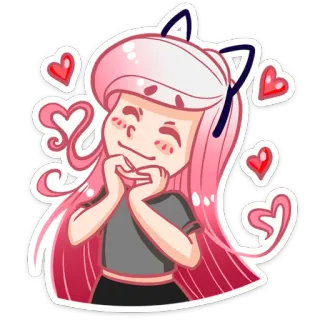 😍 anime, cute, hearts, girl, kawaii, pink hair, cartoon telegram sticker