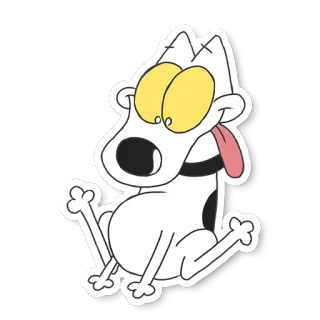 😋 собака, мультфильм, наклейка, животное, счастливый telegram sticker