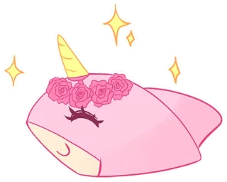 🦄 нарвал, единорог, розовый, милый, блестки, цветы, животное, фэнтези telegram sticker