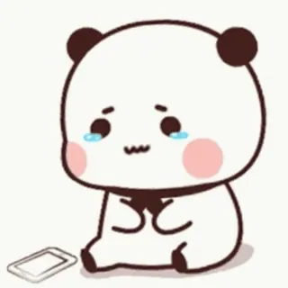 😭 Panda, Triste, Pleurs, Dessin animé, Emoji, Téléphone, Kawaii telegram sticker