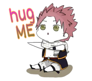 😍 Natsu Dragneel Fairy Tail hug ME アニメ, マンガ, フェアリーテイル, ナツ, 可愛い, ハグ, かわいい whatsapp sticker
