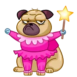 🤨 ปั๊ก, หมา, การ์ตูน, นางฟ้า, เวทมนตร์, น่ารัก, สัตว์ telegram sticker