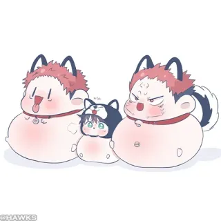 ⚫️ imut, kawaii, chibi, kartun, stiker, binatang, maskot, seni digital telegram sticker
