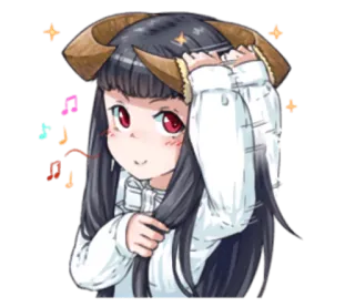 🚮 Anime Mädchen, Dämon, Hörner, Glitzer, Süß telegram sticker